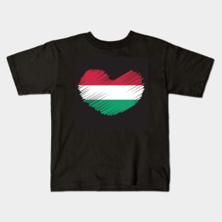 Hungary Heart Design Flag Kids T-Shirt